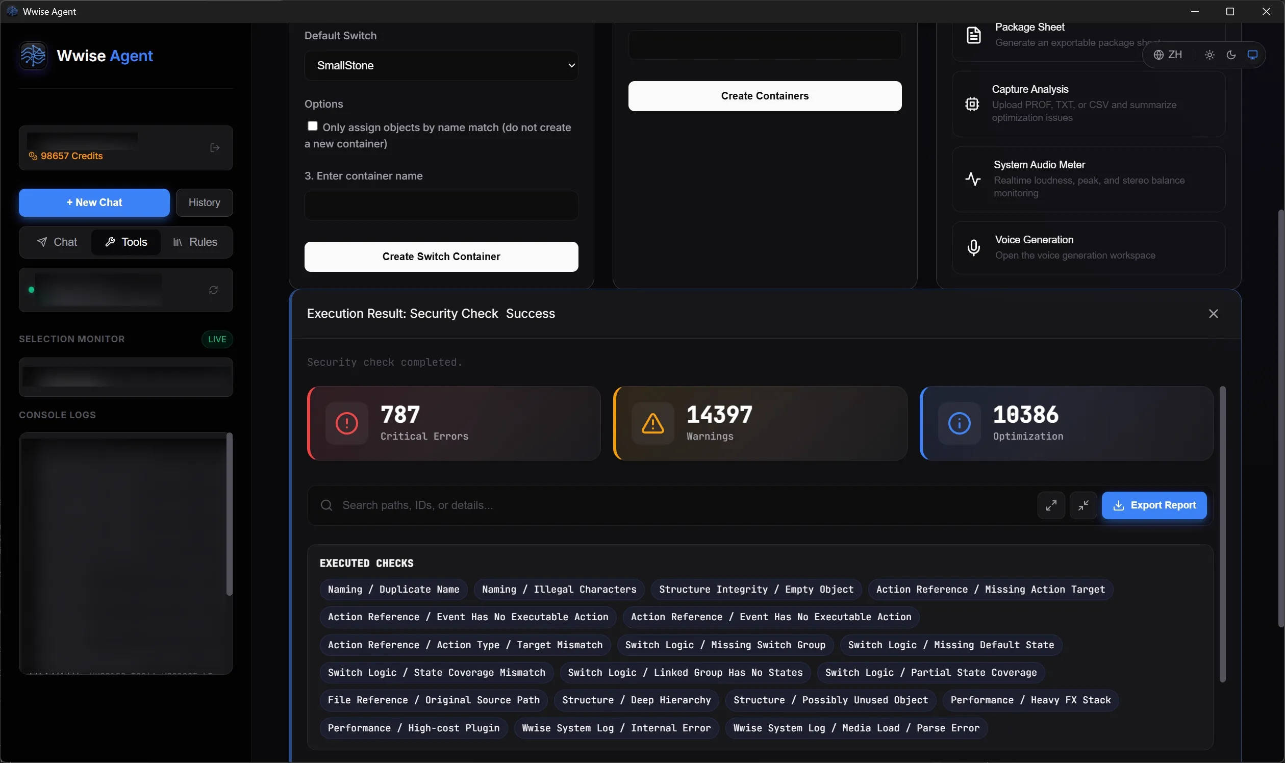Diagnostics UI