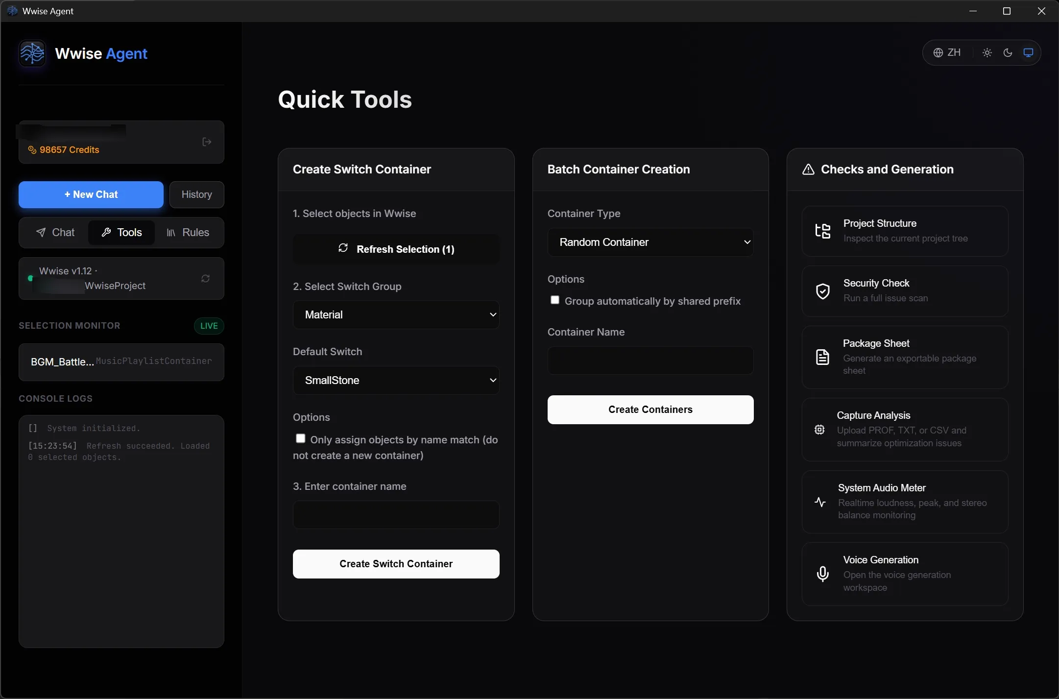 Quick Tools UI
